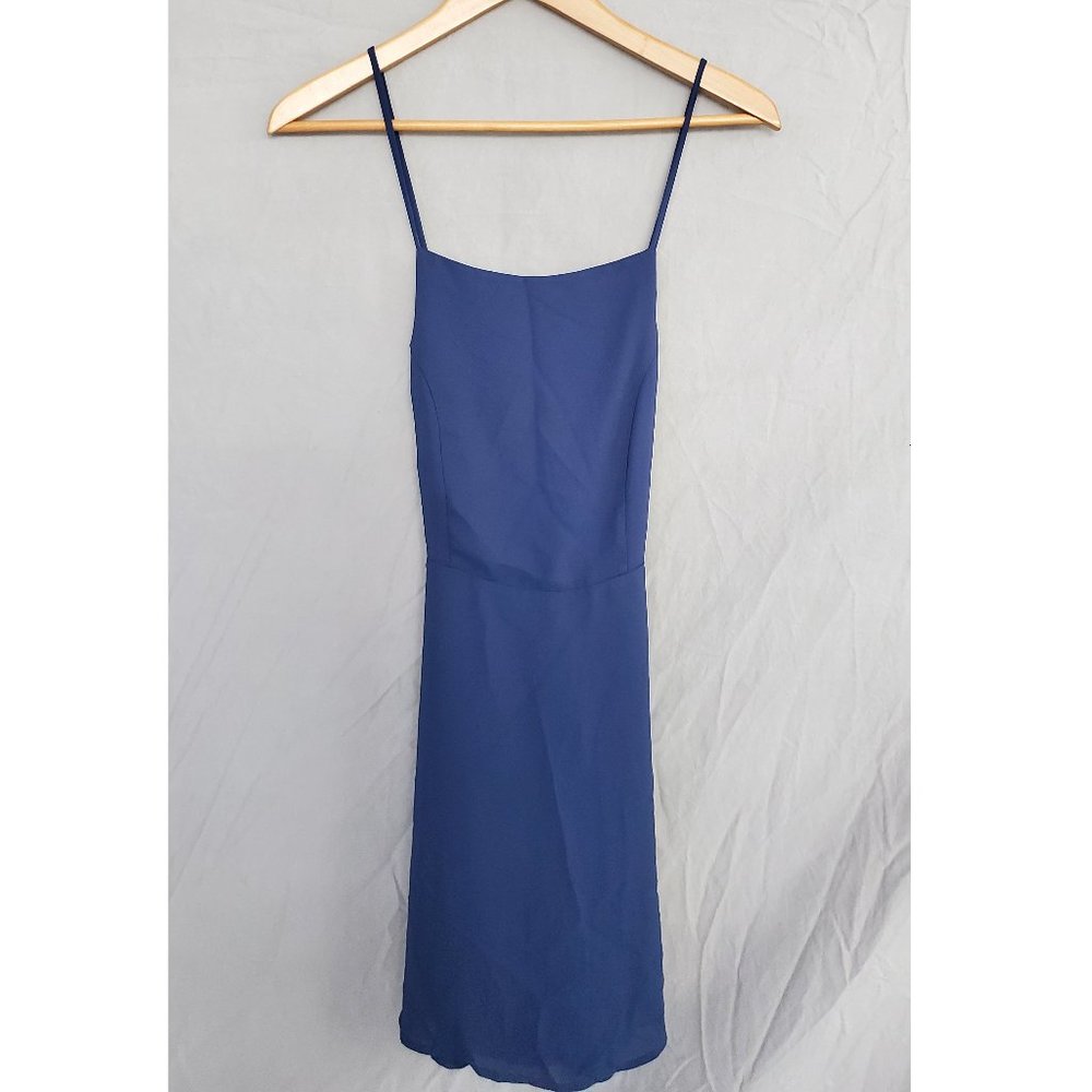 Dark Blue Strappy Chiffon Mini Dress